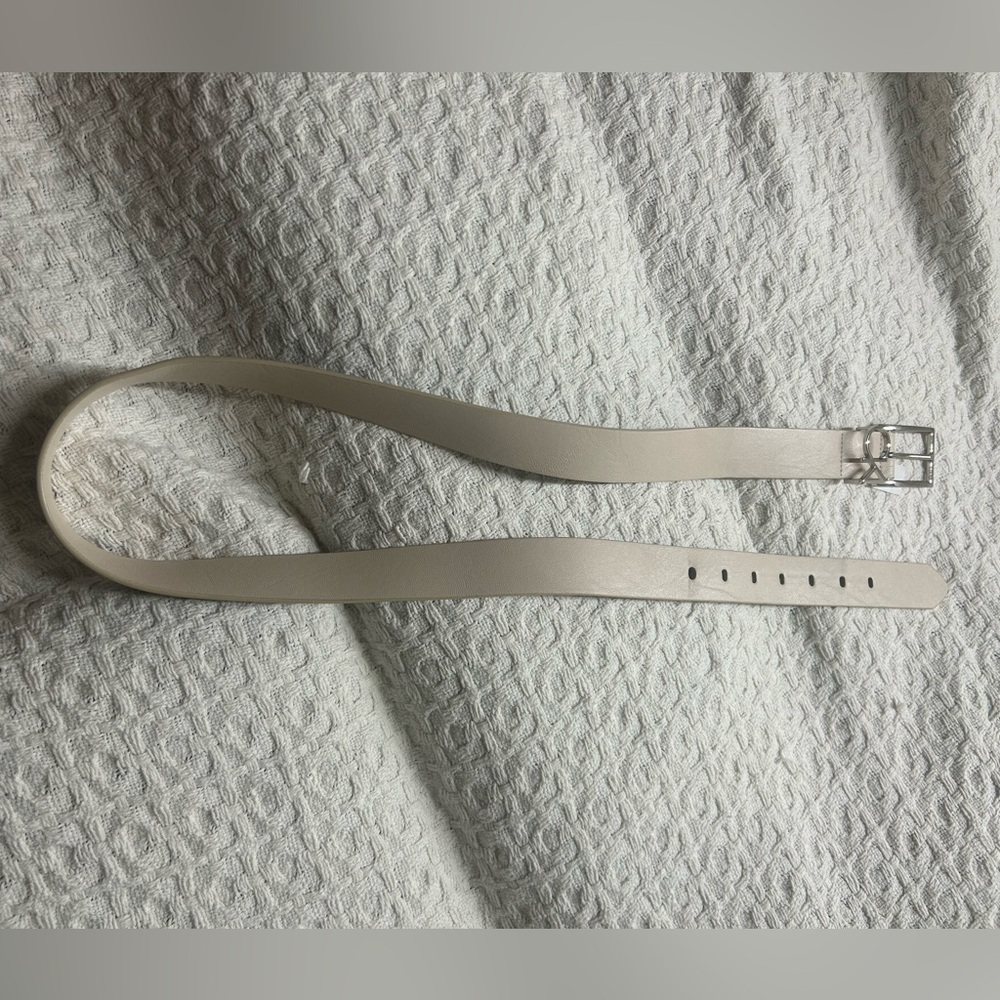 Calvin Klein Cream Belt W/ Silver Hardware